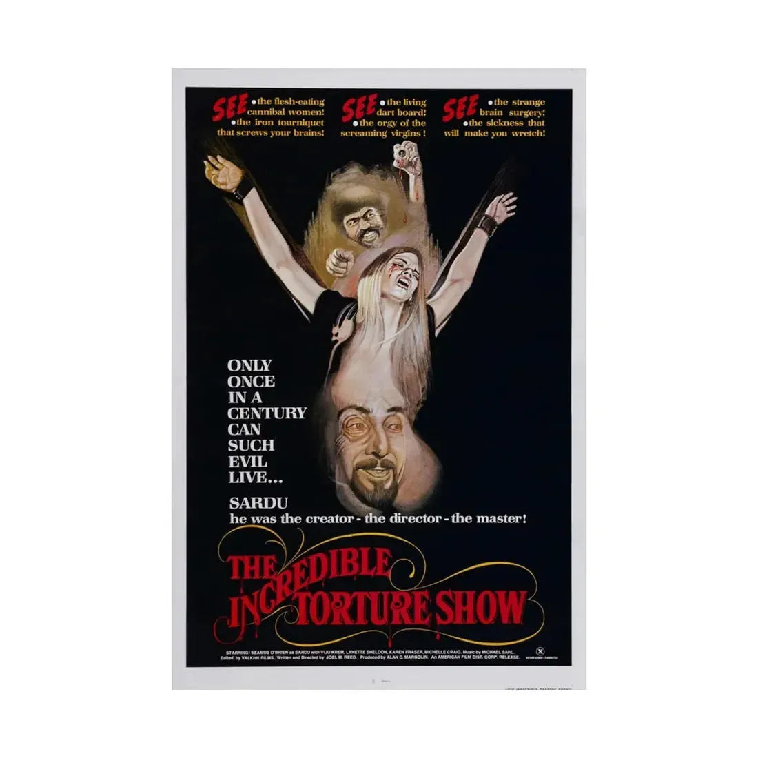 THE INCREDIBLE TORTURE SHOW (BLOODSUCKING FREAKS) 1976 - Paper Movie Poster - The Sticker Space