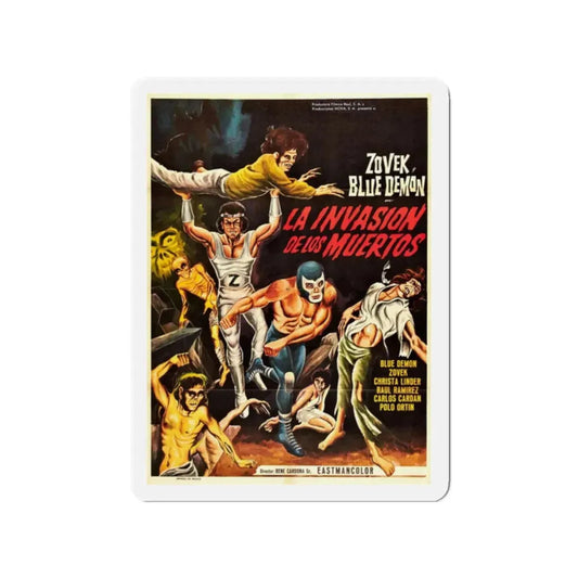 THE INVASION OF THE DEAD 1973 Movie Poster - Refrigerator Magnet 2 Inch Die-Cut - The Sticker Space