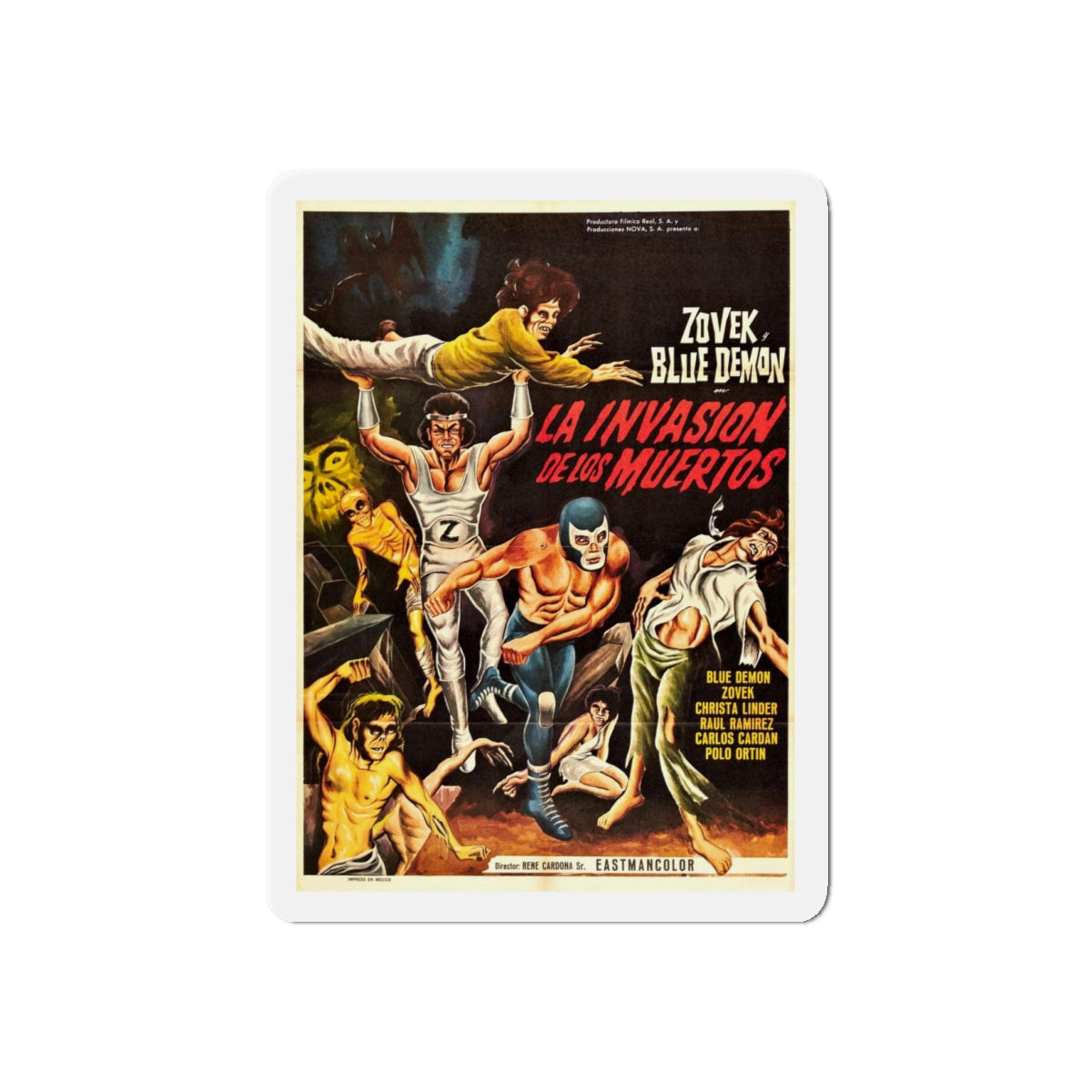 THE INVASION OF THE DEAD 1973 Movie Poster - Refrigerator Magnet-4" x 4"-The Sticker Space