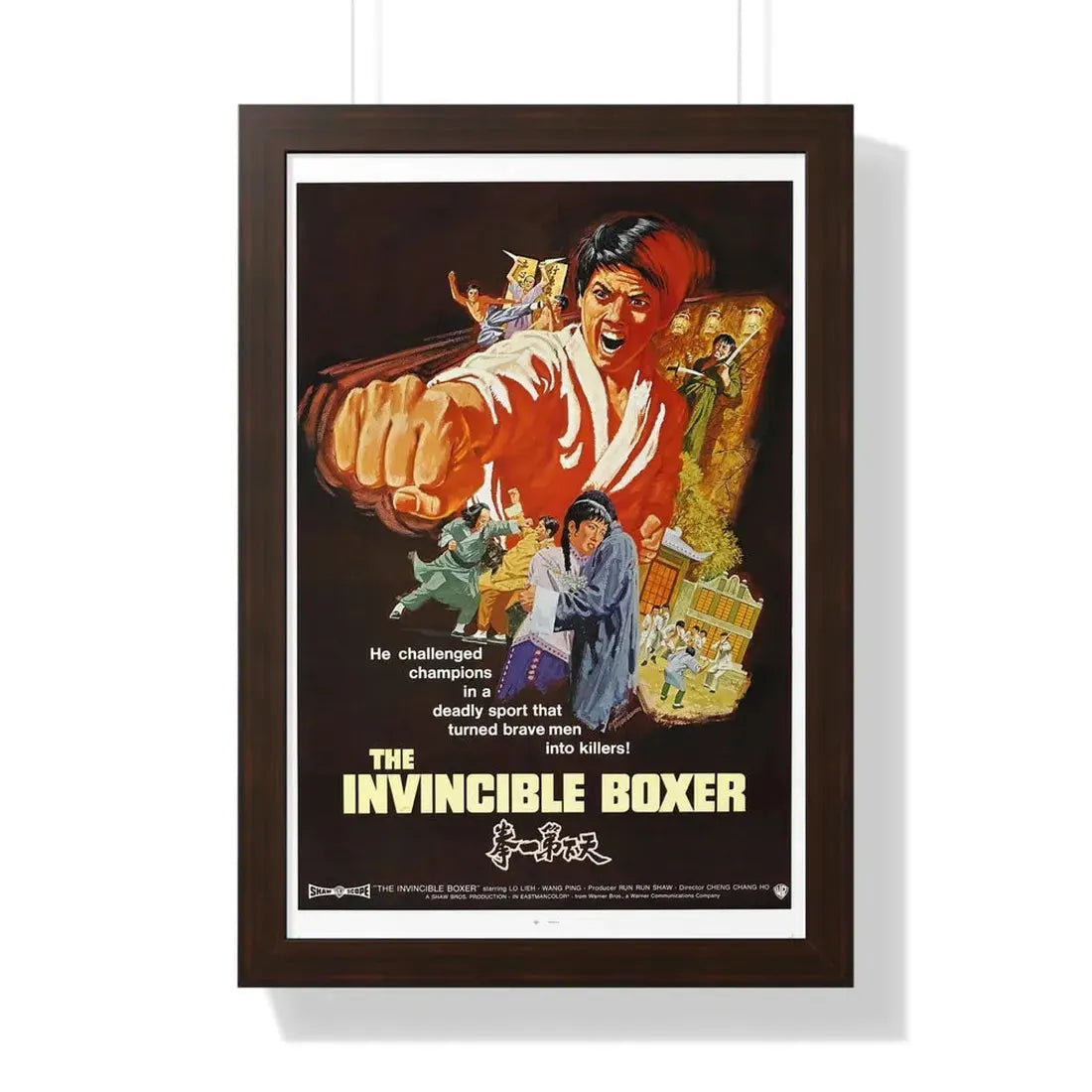 THE INVINCIBLE BOXER (5 FINGERS OF DEATH) 1972 - Framed Movie Poster 16″ x 24″ Walnut - The Sticker Space