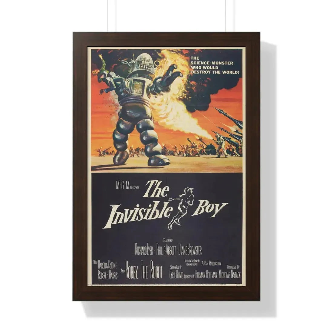 THE INVISIBLE BOY 1957 - Framed Movie Poster 16″ x 24″ Walnut - The Sticker Space