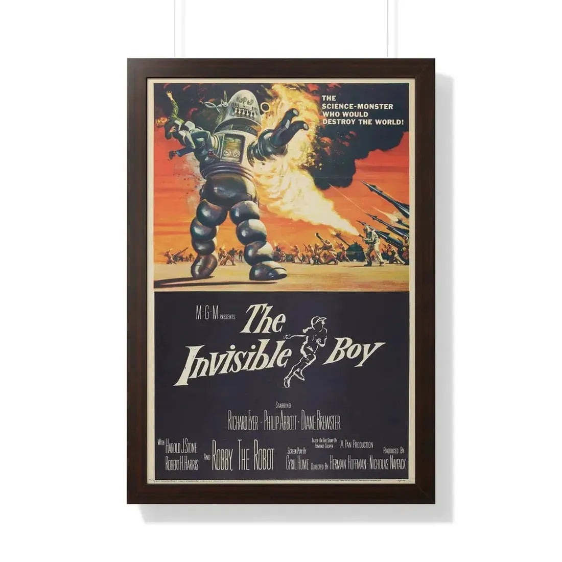 THE INVISIBLE BOY 1957 - Framed Movie Poster 20" x 30" Walnut - The Sticker Space