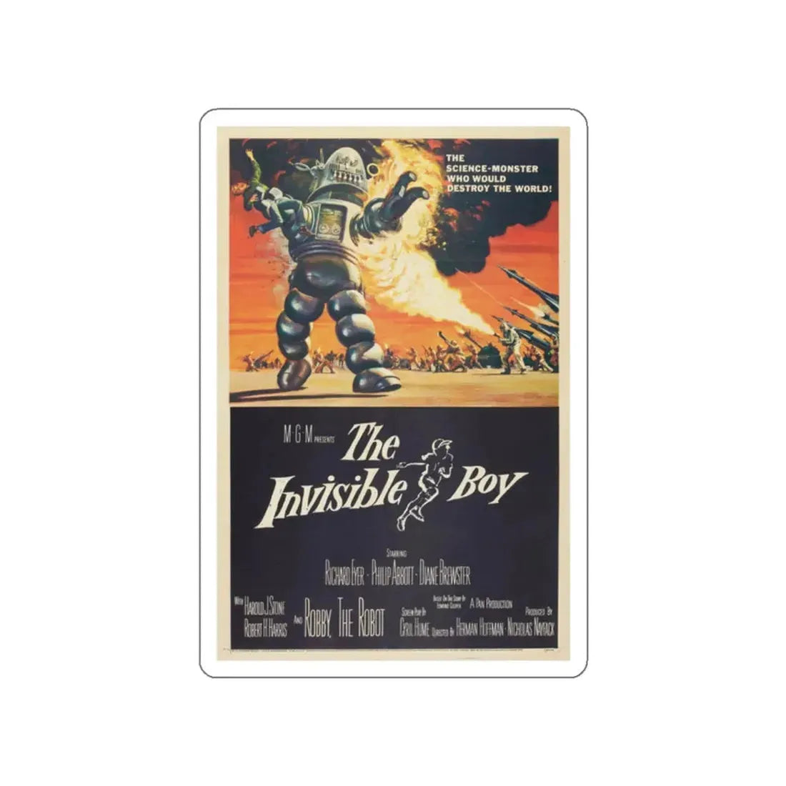 THE INVISIBLE BOY 1957 Movie Poster STICKER Vinyl Die-Cut Decal 2 Inch - The Sticker Space