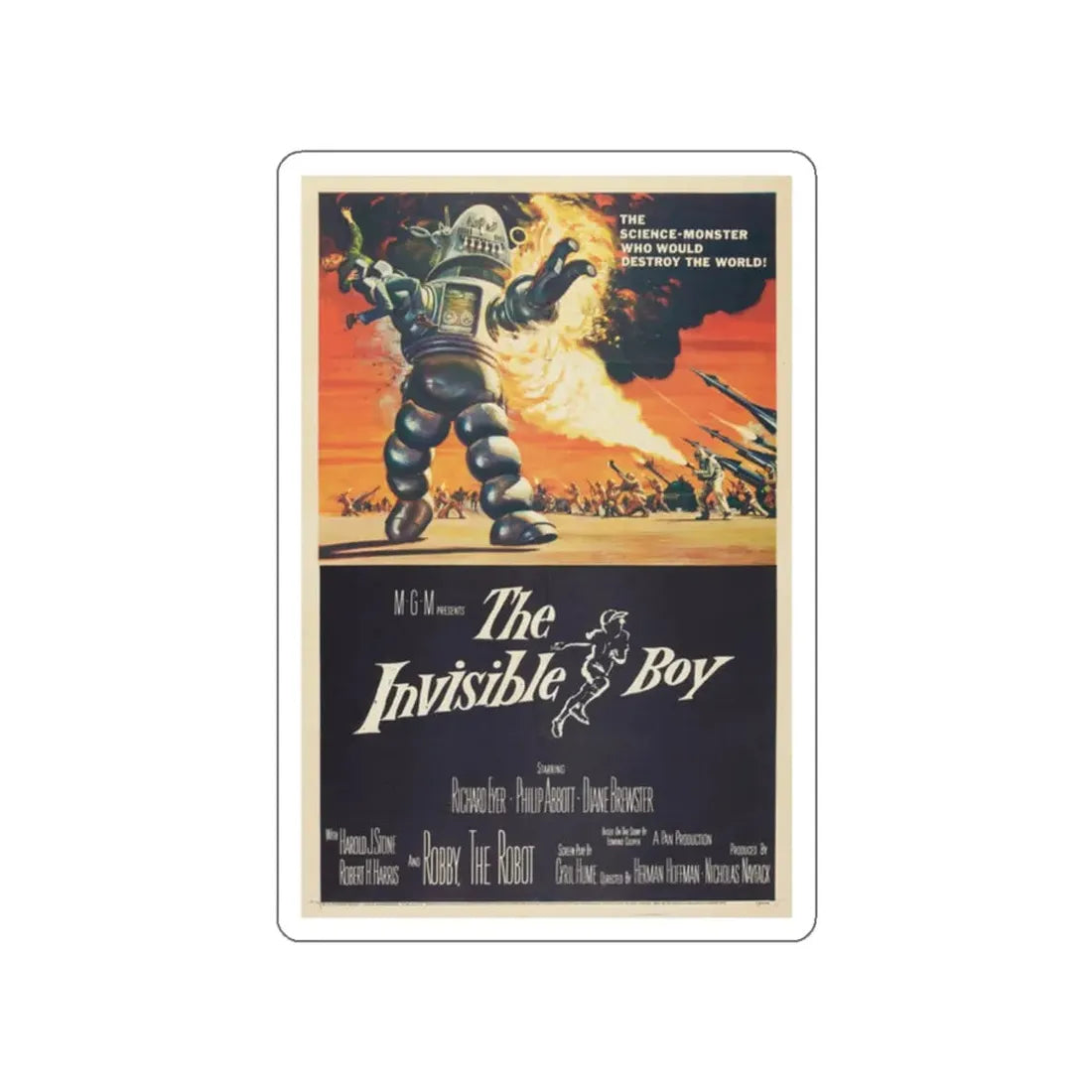 THE INVISIBLE BOY 1957 Movie Poster STICKER Vinyl Die-Cut Decal 2 Inch - The Sticker Space