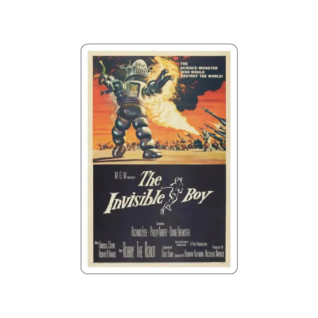 THE INVISIBLE BOY 1957 Movie Poster STICKER Vinyl Die-Cut Decal 4 Inch - The Sticker Space