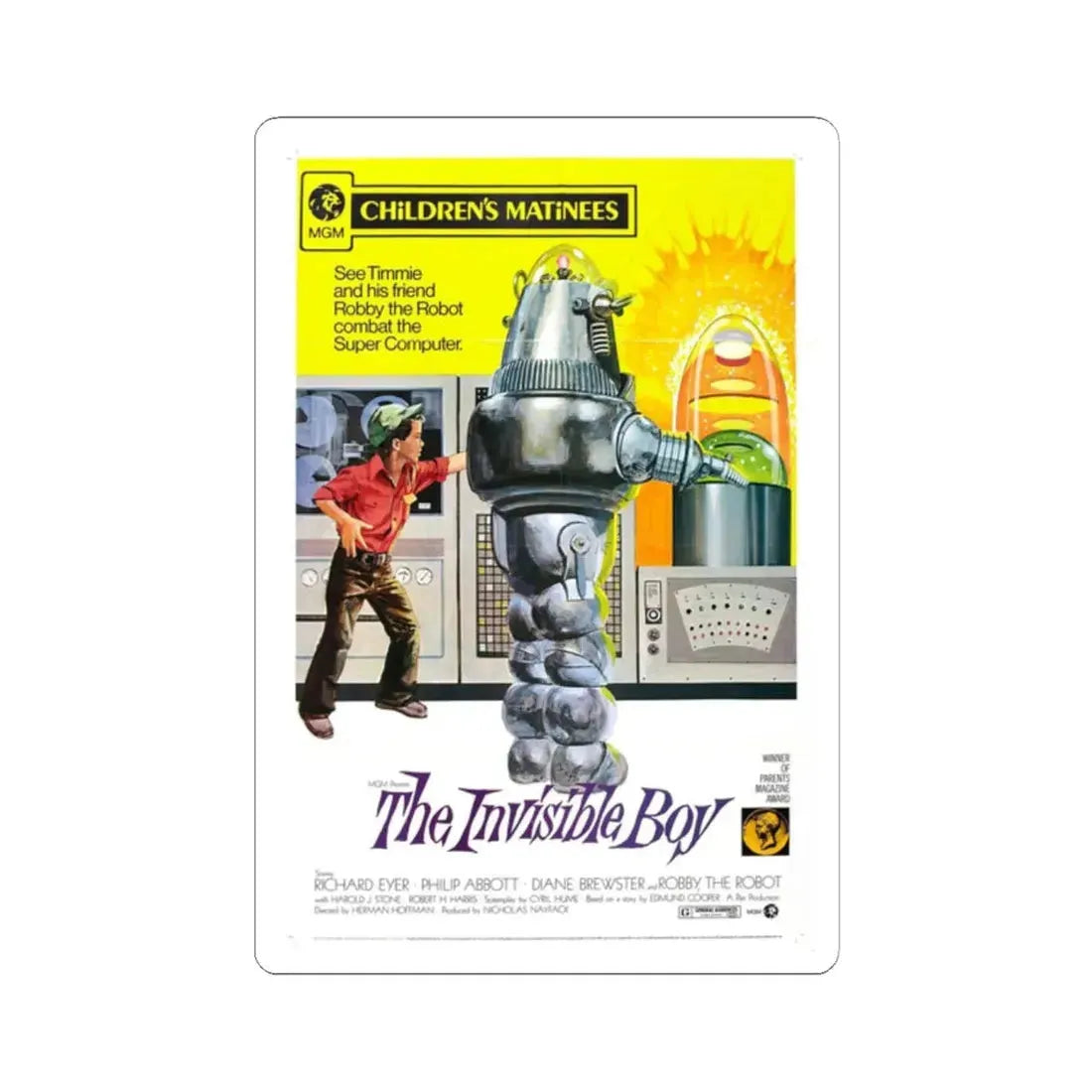 THE INVISIBLE BOY (2) 1957 Movie Poster - STICKER Vinyl Kiss-Cut Decal 2 Inch White - The Sticker Space