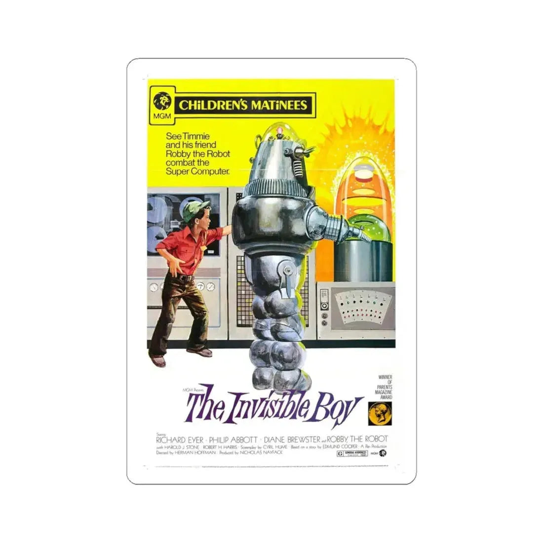 THE INVISIBLE BOY (2) 1957 Movie Poster - STICKER Vinyl Kiss-Cut Decal 4 Inch White - The Sticker Space