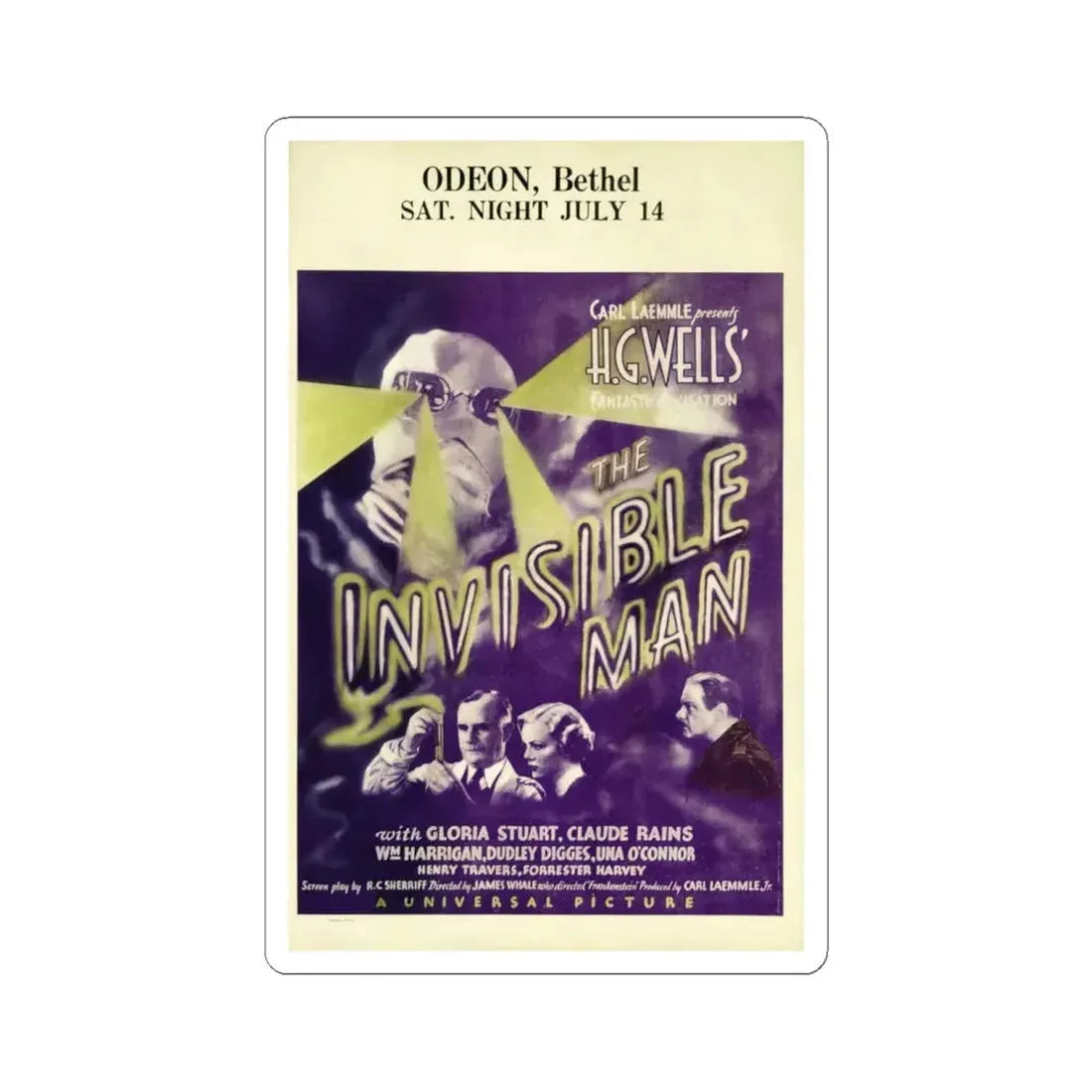 THE INVISIBLE MAN (2) 1933 Movie Poster - STICKER Vinyl Kiss-Cut Decal 6 Inch White - The Sticker Space
