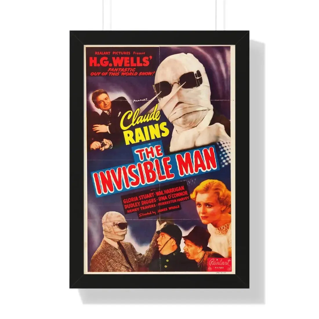 THE INVISIBLE MAN (3) 1933 - Framed Movie Poster 16″ x 24″ Black - The Sticker Space