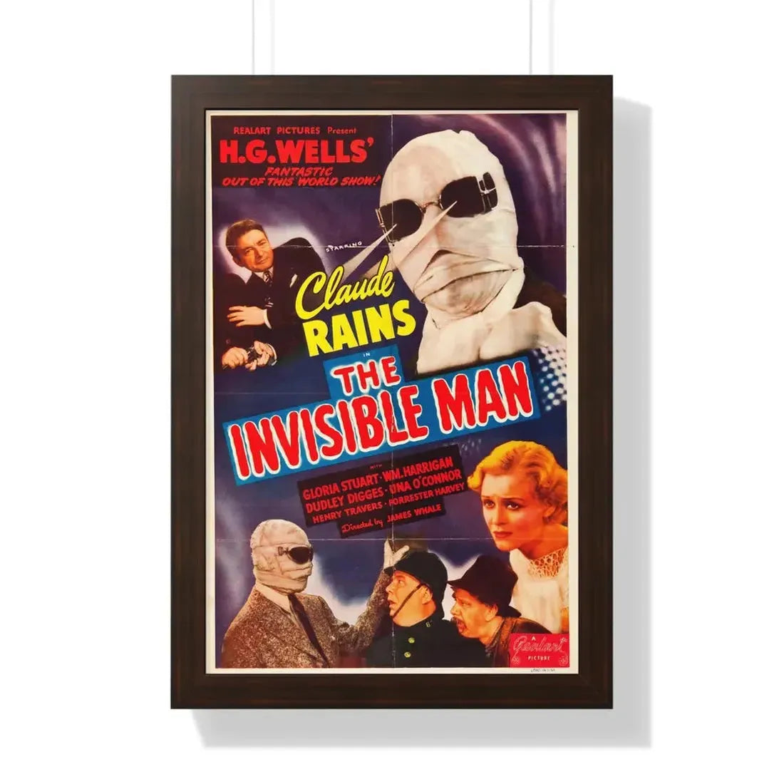 THE INVISIBLE MAN (3) 1933 - Framed Movie Poster 16″ x 24″ Walnut - The Sticker Space