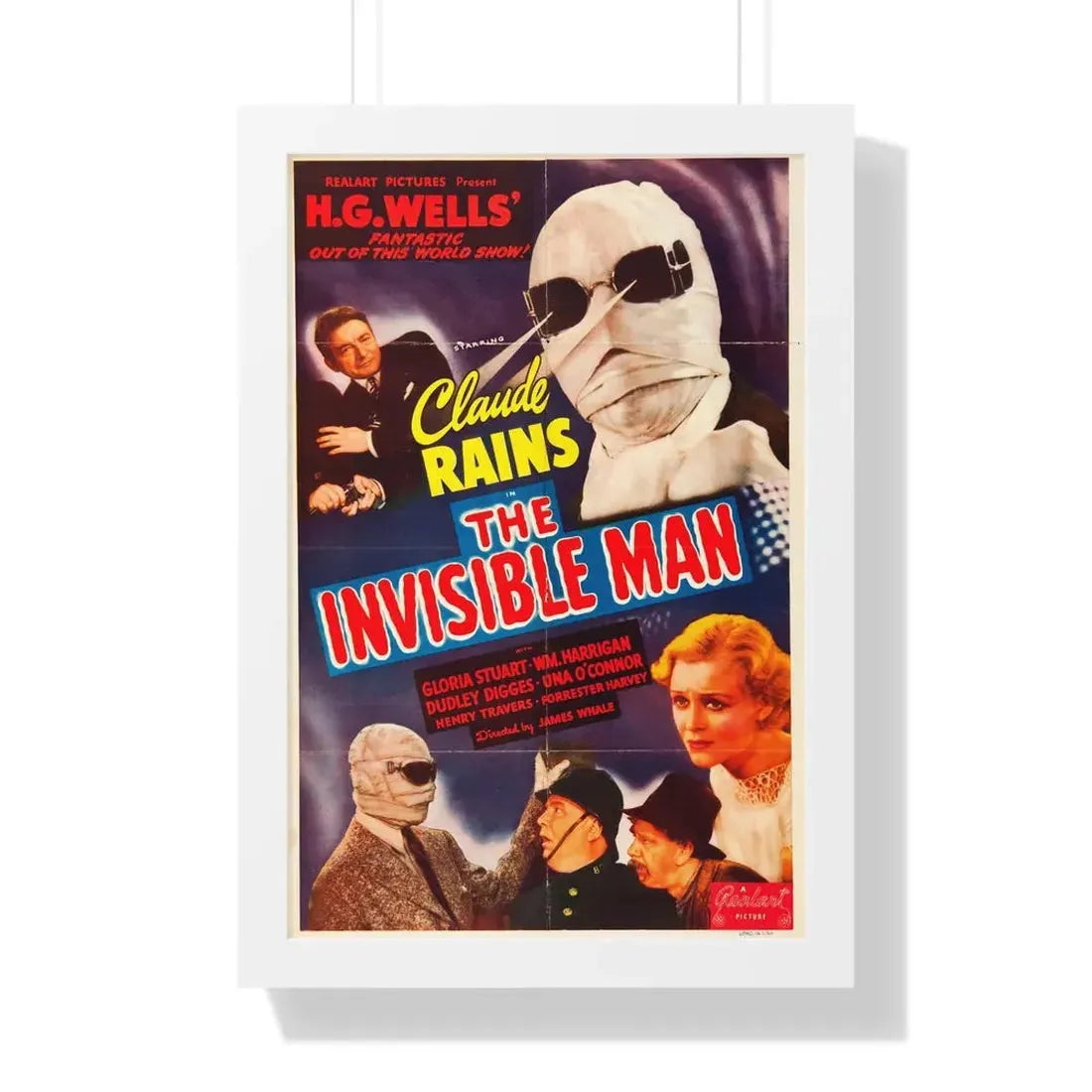 THE INVISIBLE MAN (3) 1933 - Framed Movie Poster 16″ x 24″ White - The Sticker Space