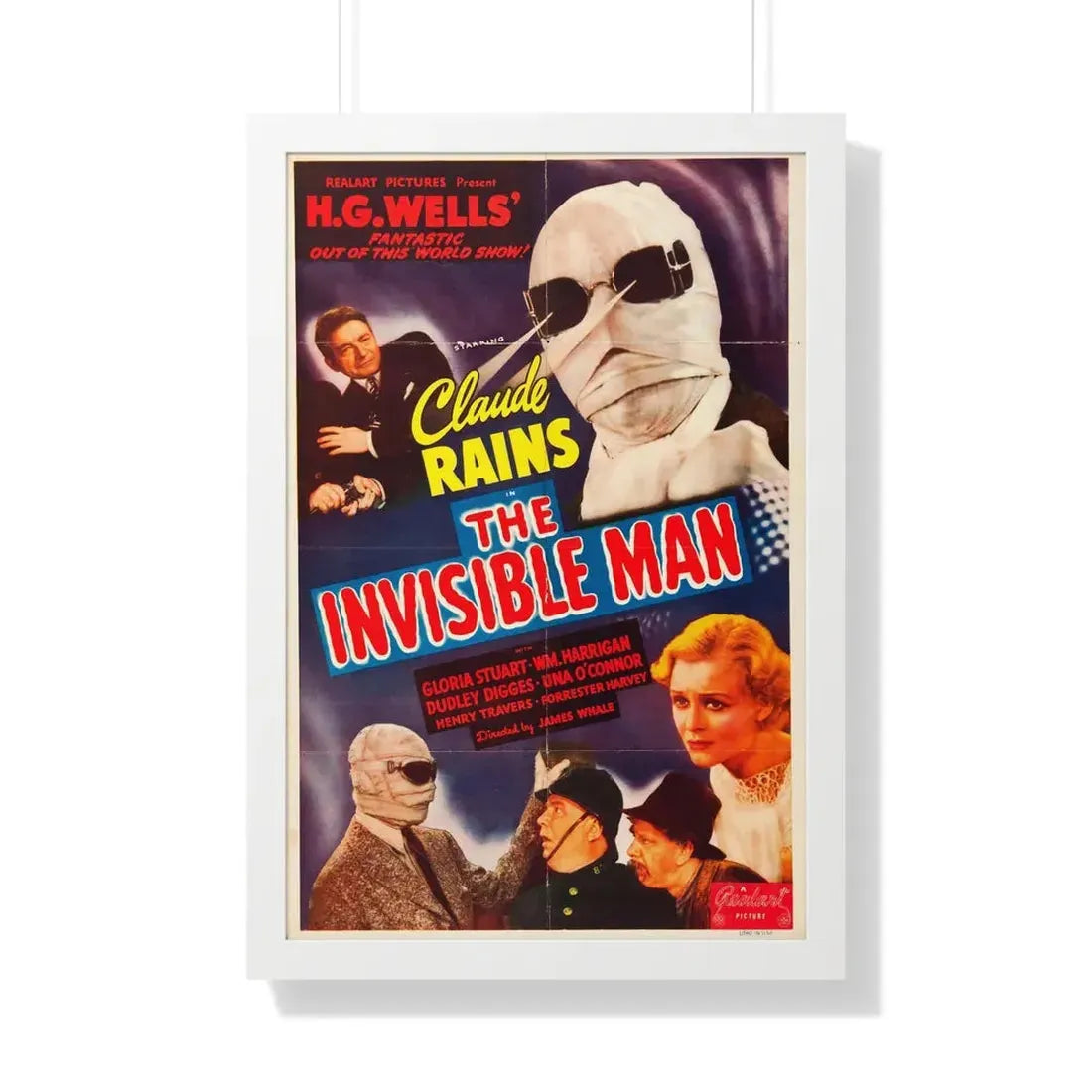 THE INVISIBLE MAN (3) 1933 - Framed Movie Poster 20" x 30" White - The Sticker Space