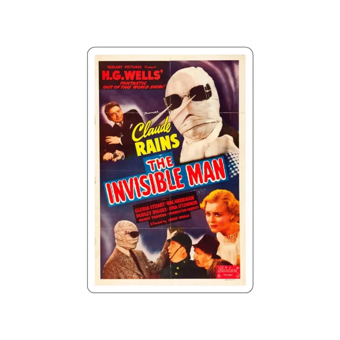 THE INVISIBLE MAN (3) 1933 Movie Poster STICKER Vinyl Die-Cut Decal 6 Inch - The Sticker Space