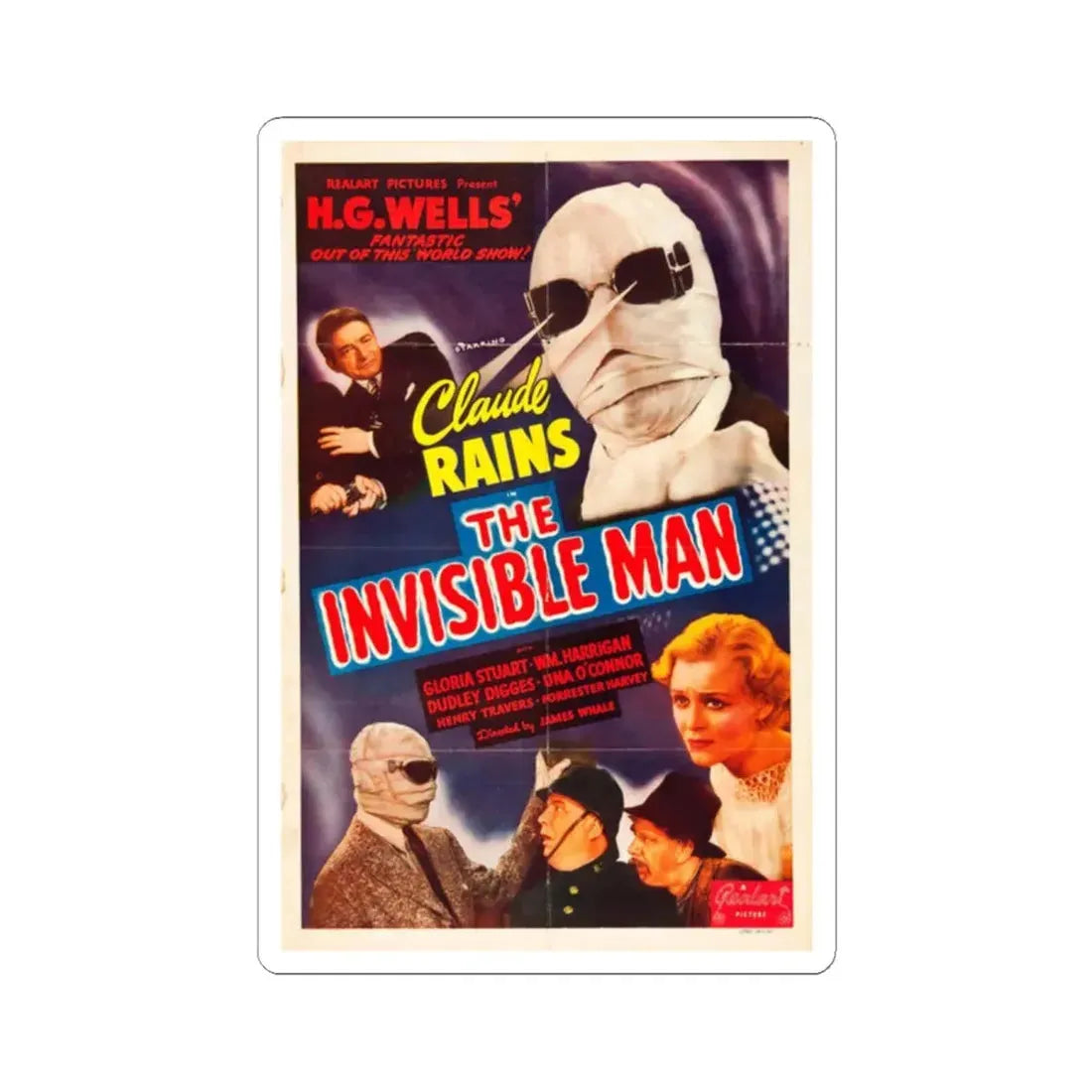 THE INVISIBLE MAN (3) 1933 Movie Poster - STICKER Vinyl Kiss-Cut Decal 2 Inch White - The Sticker Space