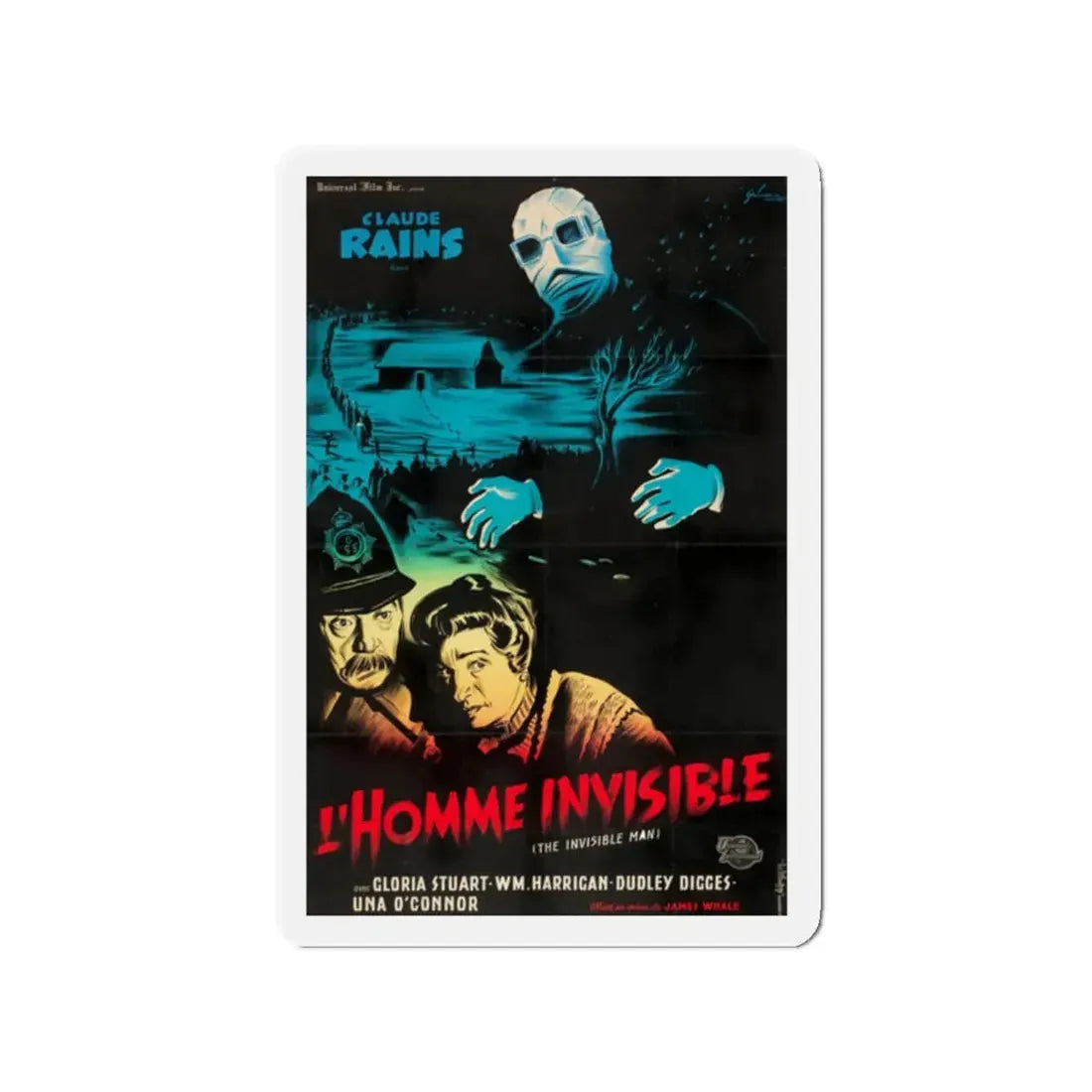 THE INVISIBLE MAN (FRENCH) 1933 Movie Poster - Refrigerator Magnet 2 Inch Die-Cut - The Sticker Space
