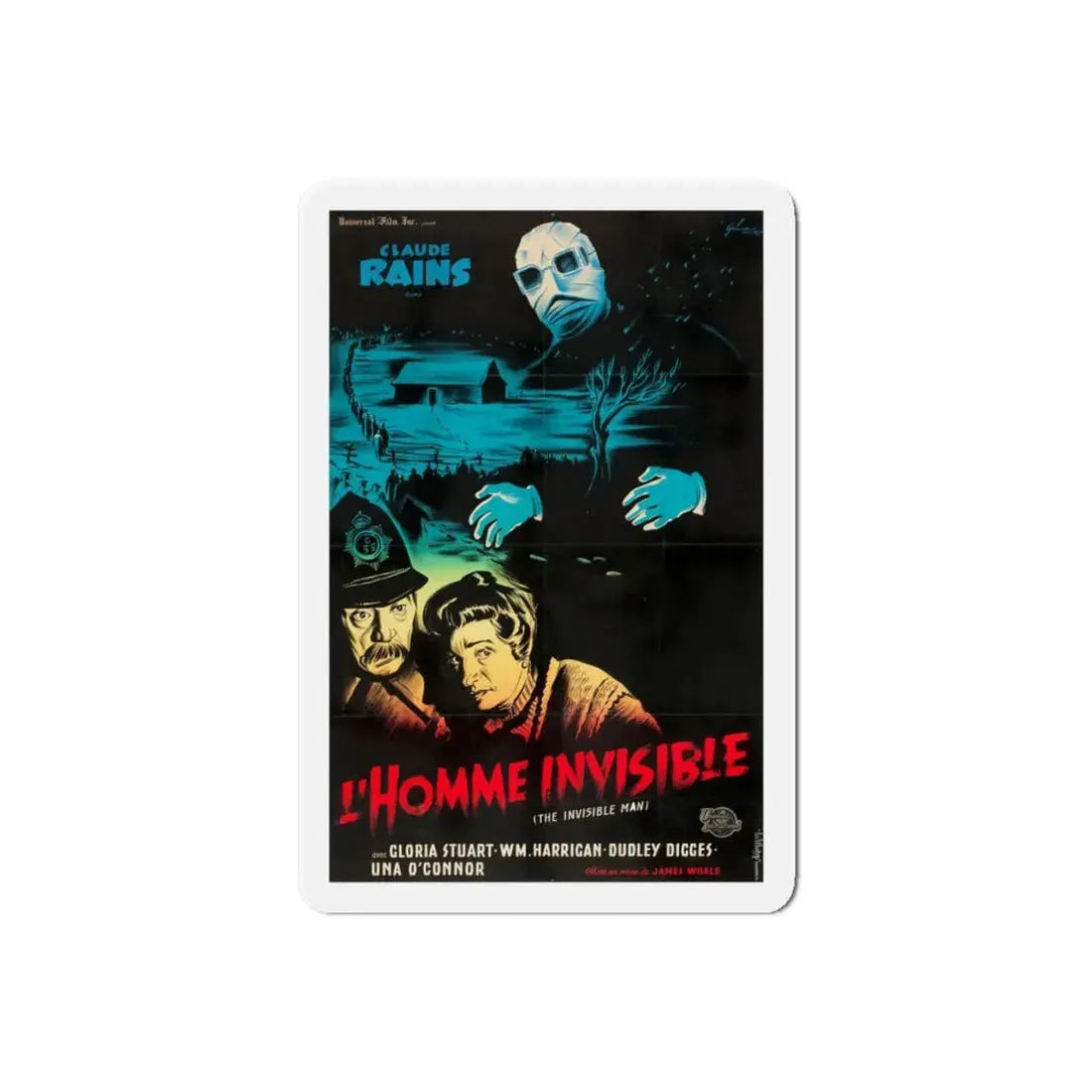 THE INVISIBLE MAN (FRENCH) 1933 Movie Poster - Refrigerator Magnet 6 Inch Die-Cut - The Sticker Space