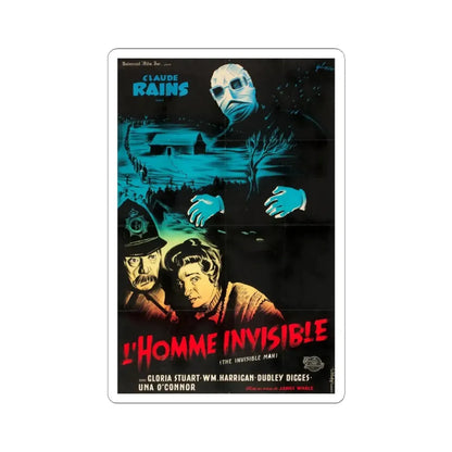 THE INVISIBLE MAN (FRENCH) 1933 Movie Poster - STICKER Vinyl Kiss-Cut Decal 3 Inch White - The Sticker Space