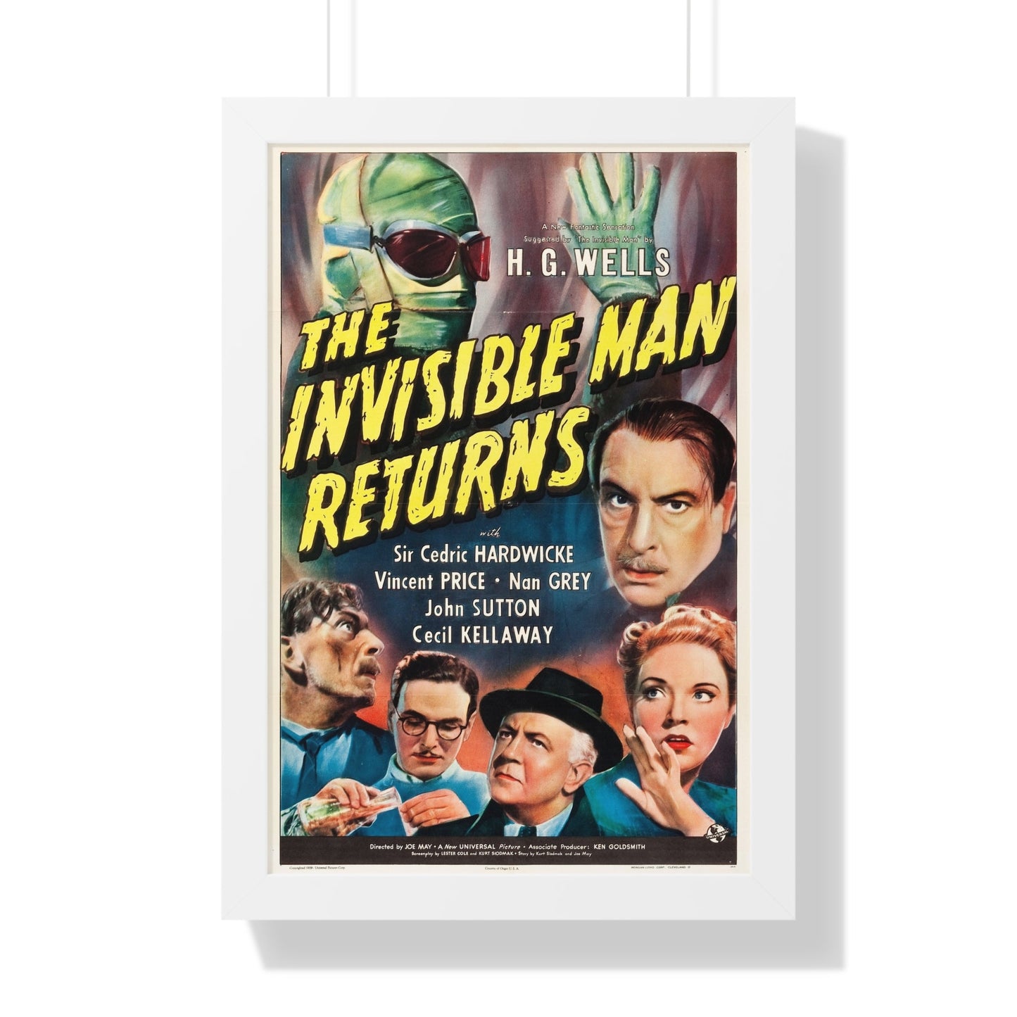 THE INVISIBLE MAN RETURNS 1940 - Framed Movie Poster-16″ x 24″-The Sticker Space