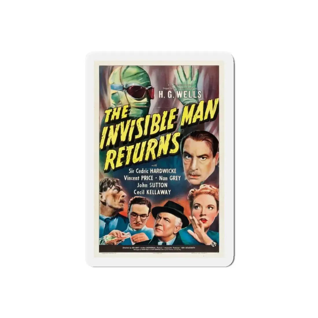 THE INVISIBLE MAN RETURNS 1940 Movie Poster - Refrigerator Magnet 5 Inch Die-Cut - The Sticker Space