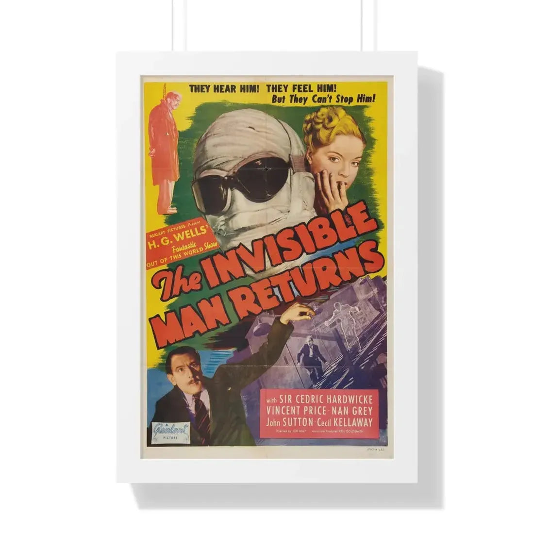 THE INVISIBLE MAN RETURNS (2) 1940 - Framed Movie Poster 16″ x 24″ White - The Sticker Space