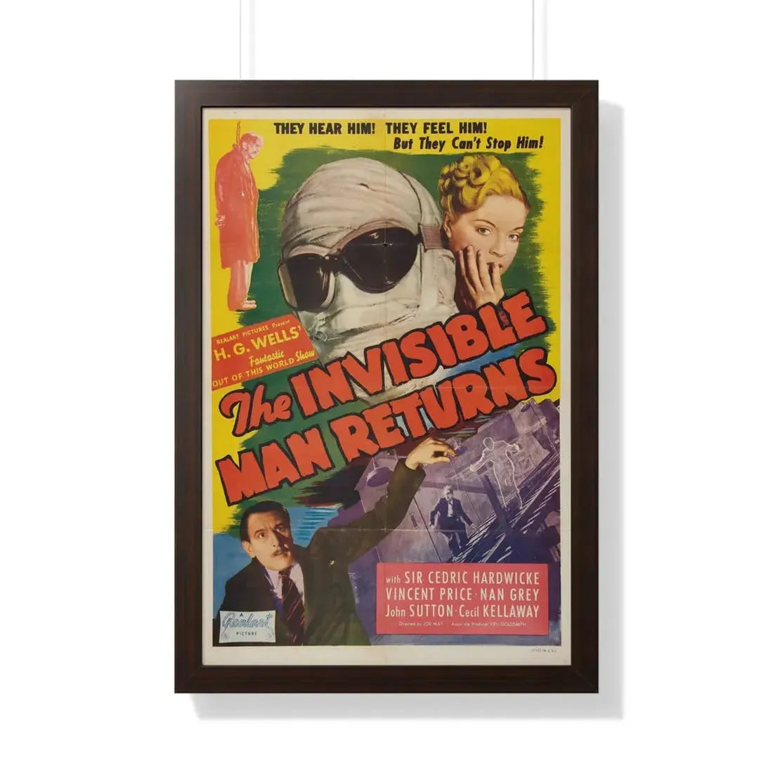 THE INVISIBLE MAN RETURNS (2) 1940 - Framed Movie Poster 20" x 30" Walnut - The Sticker Space