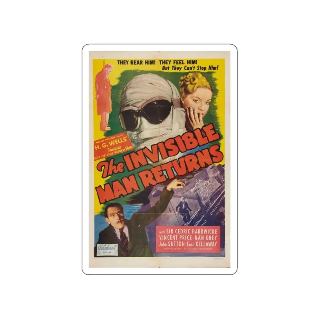 THE INVISIBLE MAN RETURNS (2) 1940 Movie Poster STICKER Vinyl Die-Cut Decal 6 Inch - The Sticker Space