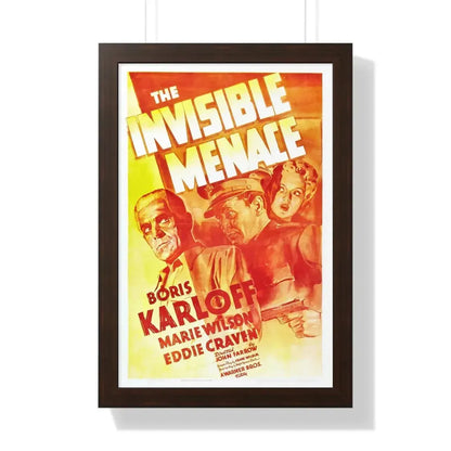 THE INVISIBLE MENACE 1938 - Framed Movie Poster 16″ x 24″ Walnut - The Sticker Space