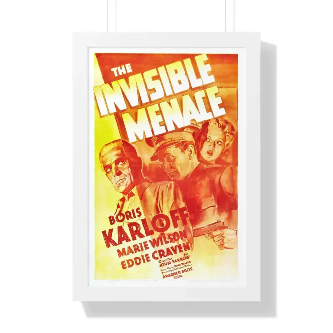 THE INVISIBLE MENACE 1938 - Framed Movie Poster 16″ x 24″ White - The Sticker Space