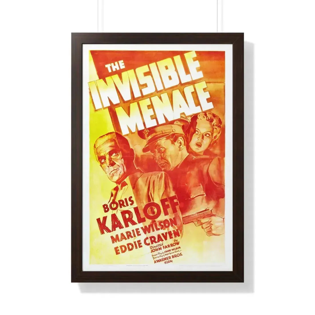 THE INVISIBLE MENACE 1938 - Framed Movie Poster 20" x 30" Walnut - The Sticker Space