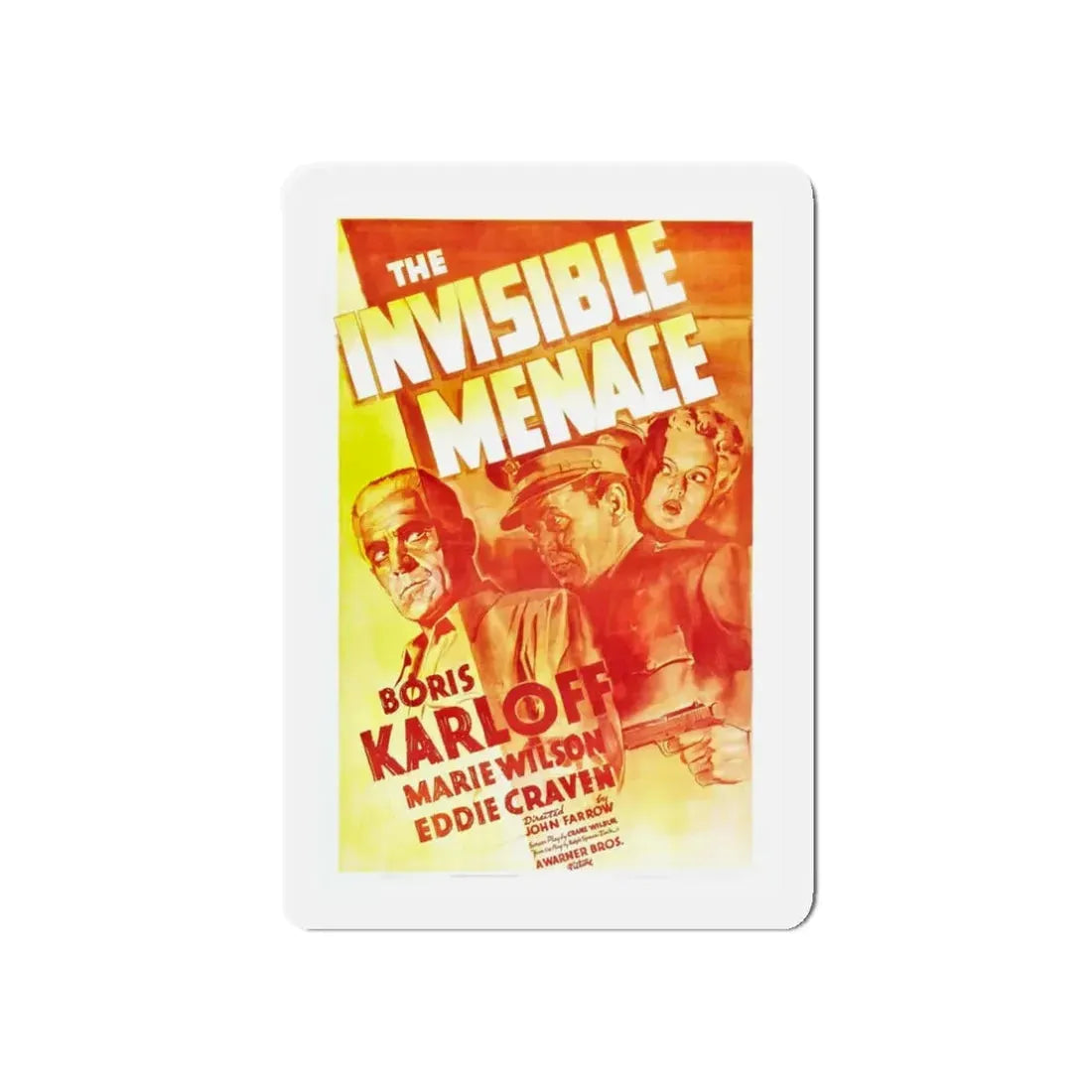 THE INVISIBLE MENACE 1938 Movie Poster - Refrigerator Magnet 3 Inch Die-Cut - The Sticker Space