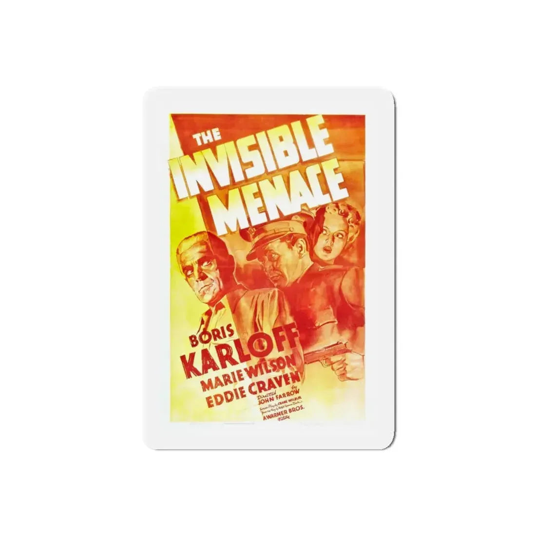 THE INVISIBLE MENACE 1938 Movie Poster - Refrigerator Magnet 5 Inch Die-Cut - The Sticker Space