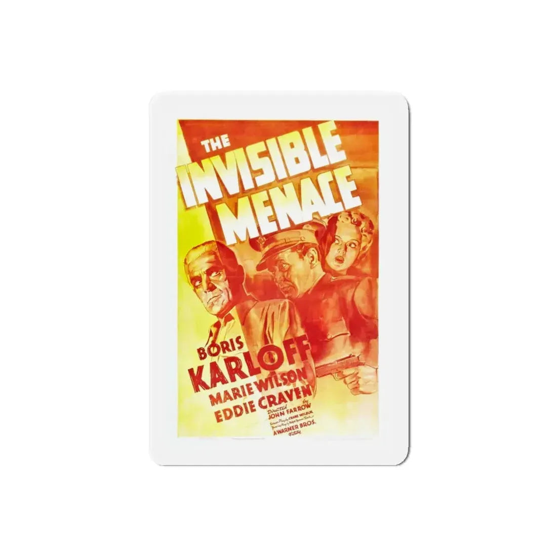 THE INVISIBLE MENACE 1938 Movie Poster - Refrigerator Magnet 6 Inch Die-Cut - The Sticker Space