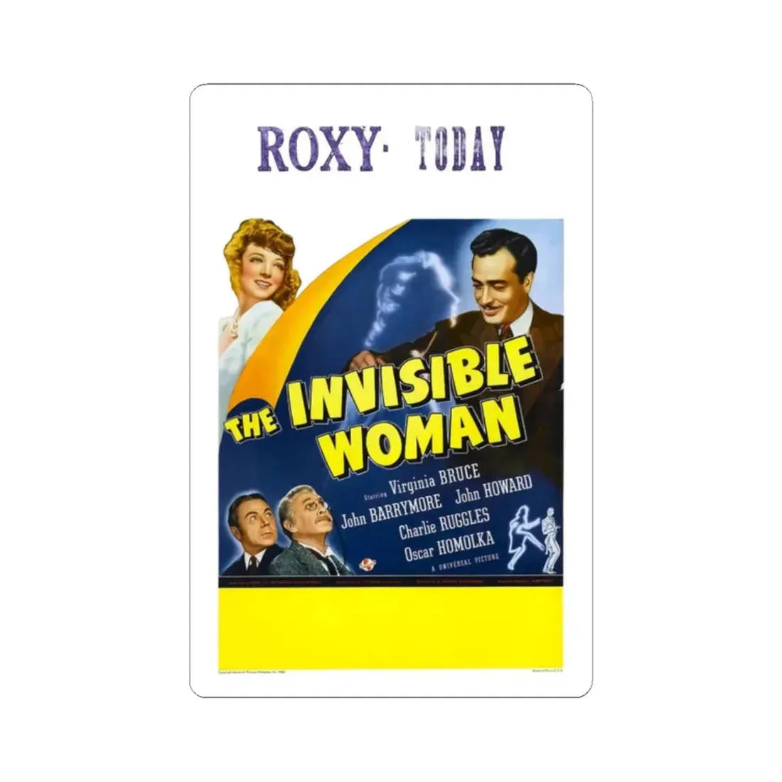 THE INVISIBLE WOMAN (2) 1940 Movie Poster - STICKER Vinyl Kiss-Cut Decal 2 Inch White - The Sticker Space