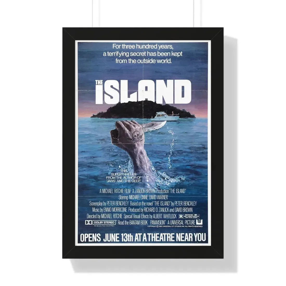 THE ISLAND 1980 - Framed Movie Poster 16″ x 24″ Black - The Sticker Space