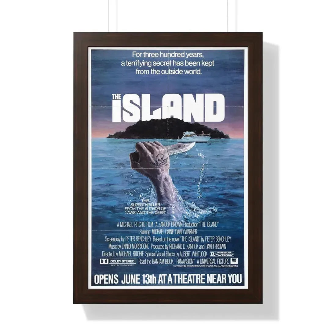 THE ISLAND 1980 - Framed Movie Poster 16″ x 24″ Walnut - The Sticker Space
