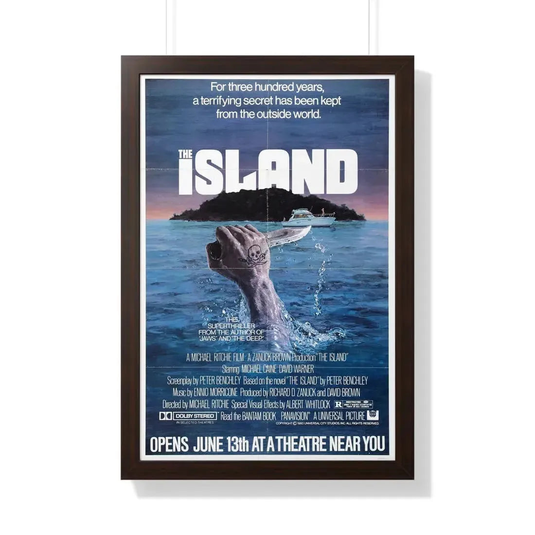 THE ISLAND 1980 - Framed Movie Poster 20" x 30" Walnut - The Sticker Space