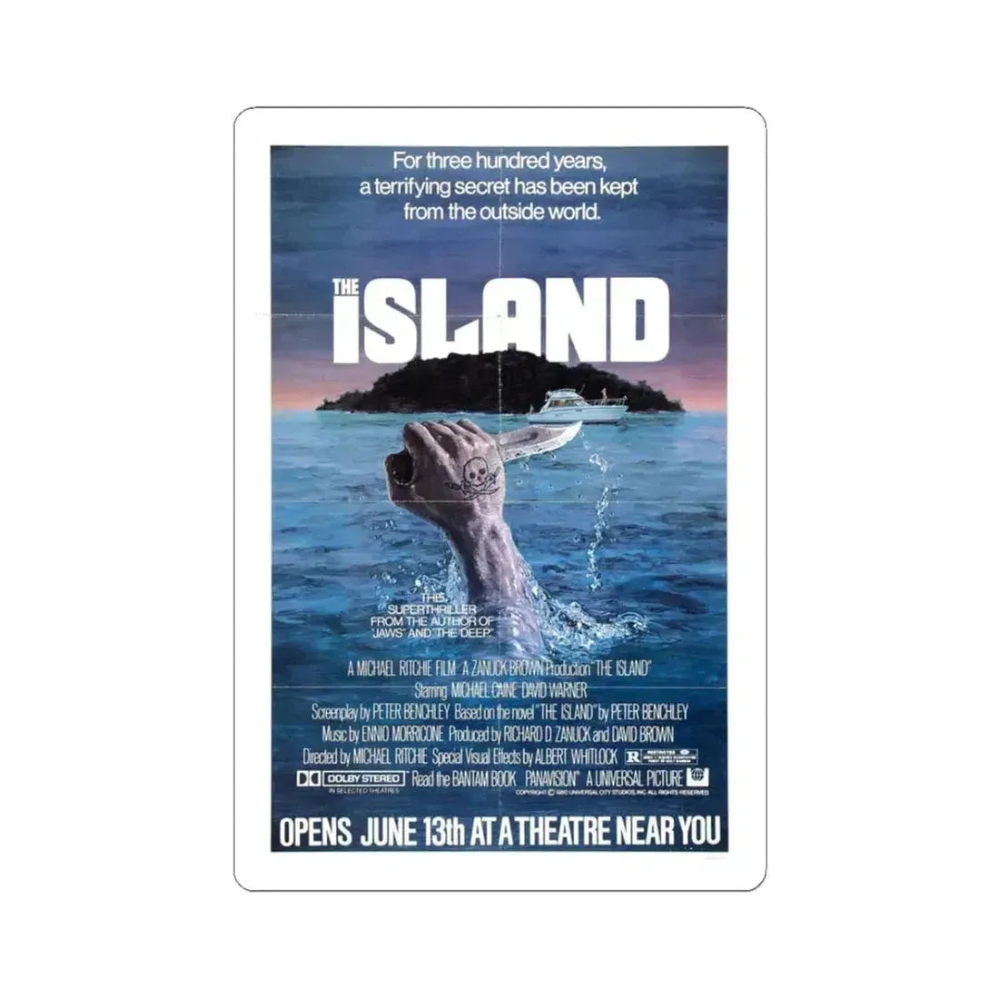 THE ISLAND 1980 Movie Poster - STICKER Vinyl Kiss-Cut Decal 3 Inch White - The Sticker Space