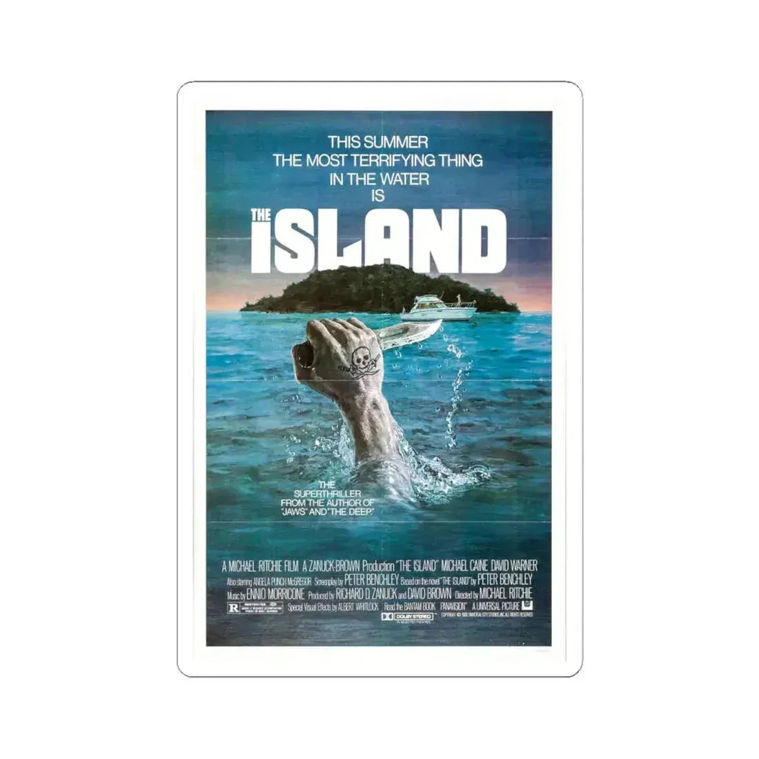 The Island 1980 Movie Poster - STICKER Vinyl Kiss-Cut Decal 4 Inch White - The Sticker Space