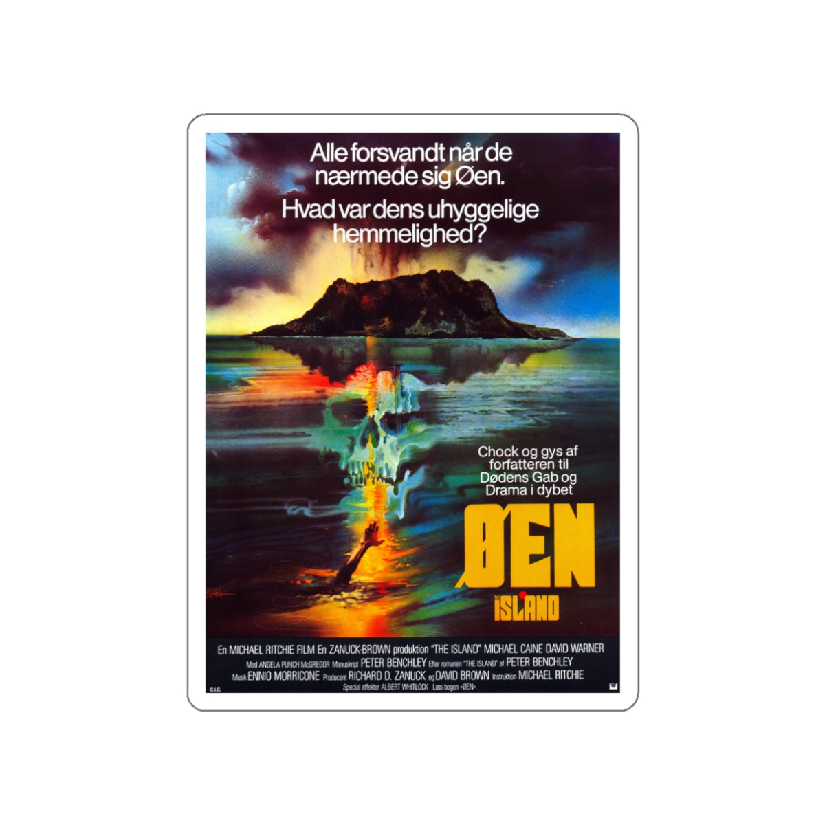 THE ISLAND (DANISH) 1980 Movie Poster STICKER Vinyl Die-Cut Decal-White-The Sticker Space