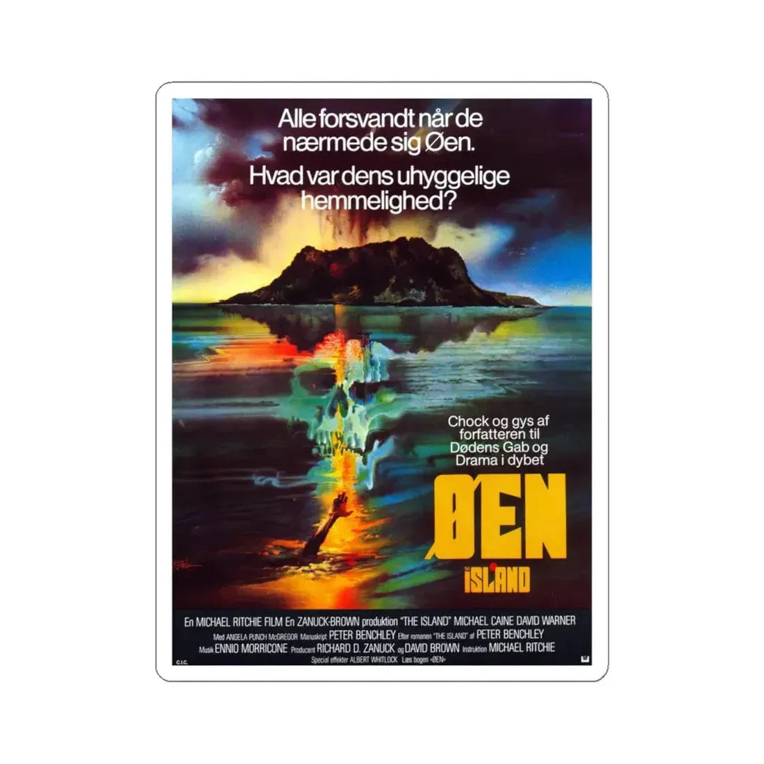 THE ISLAND (DANISH) 1980 Movie Poster - STICKER Vinyl Kiss-Cut Decal 6 Inch White - The Sticker Space