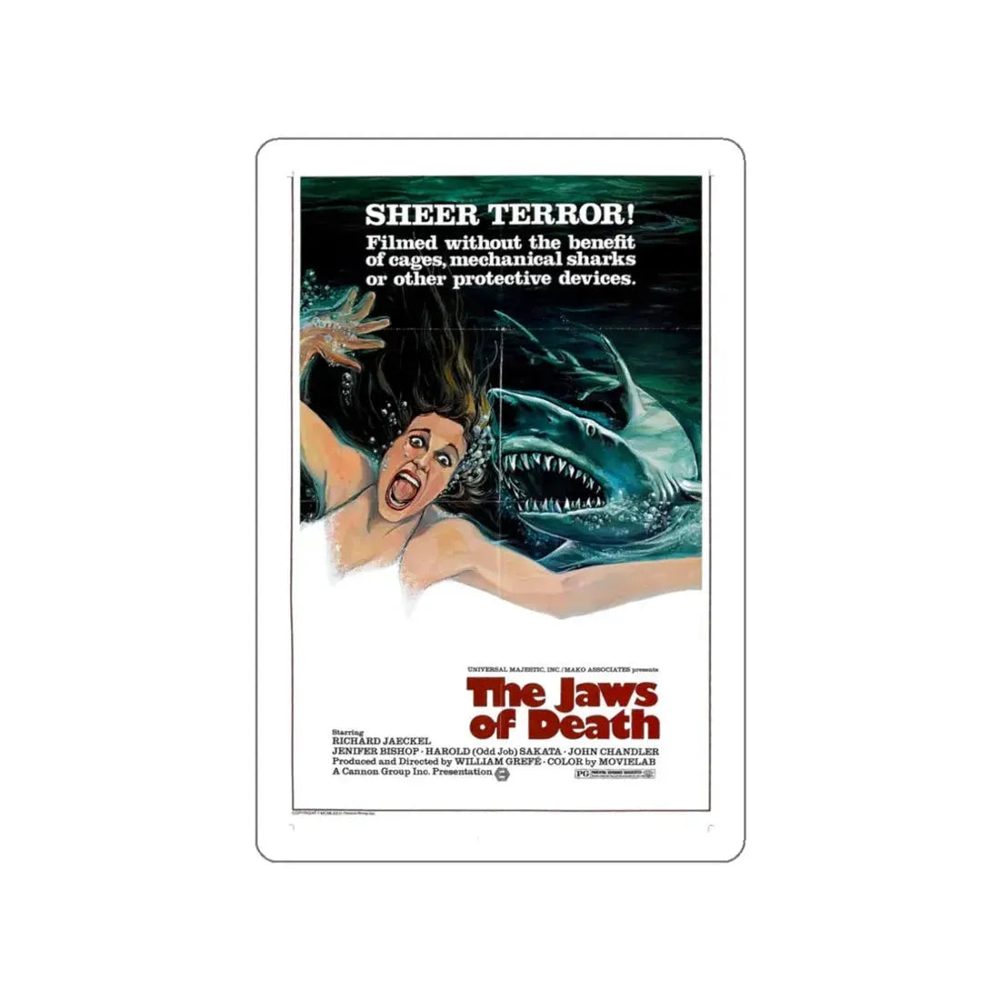 THE JAWS OF DEATH 1976 Movie Poster STICKER Vinyl Die-Cut Decal 3 Inch - The Sticker Space