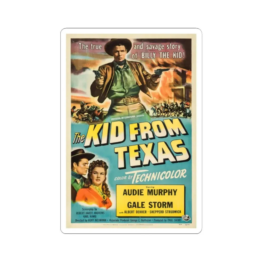 The Kid from Texas 1950 Movie Poster - STICKER Vinyl Kiss-Cut Decal 2 Inch White - The Sticker Space