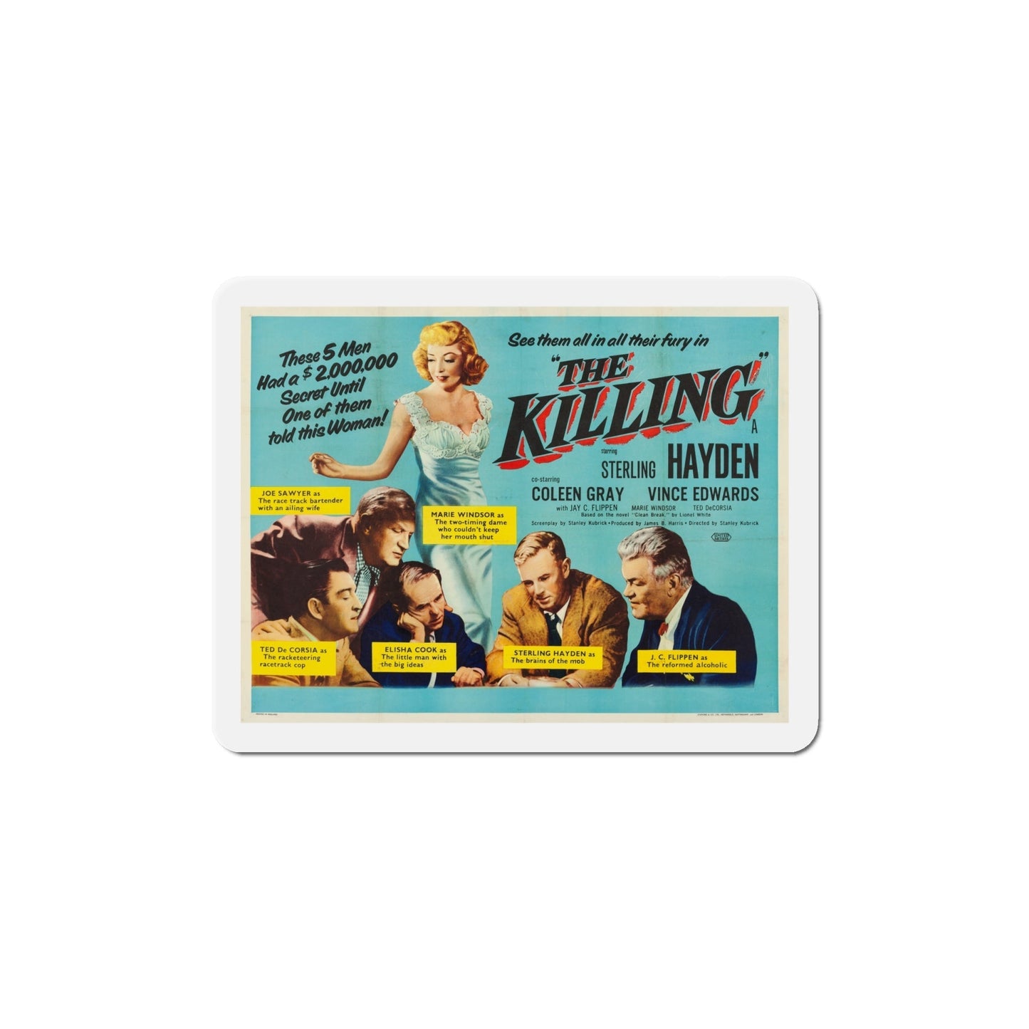 The Killing 1956 v2 Movie Poster Die-Cut Magnet-6 Inch-The Sticker Space