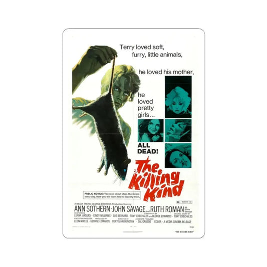 THE KILLING KIND 1973 Movie Poster - STICKER Vinyl Kiss-Cut Decal 2 Inch White - The Sticker Space