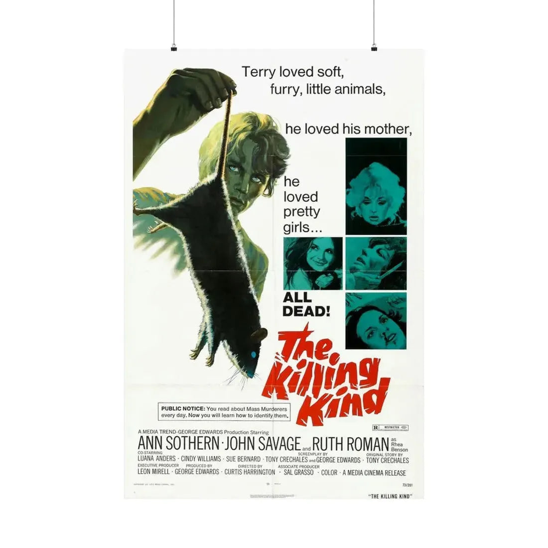 THE KILLING KIND 1973 - Paper Movie Poster 36" x 54" Matte - The Sticker Space