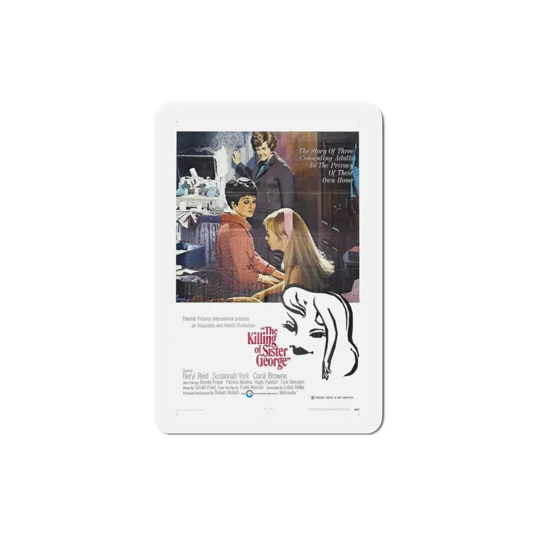 The Killing of Sister George 1968 Movie Poster Refrigerator Magnet 3 Inch - The Sticker Space