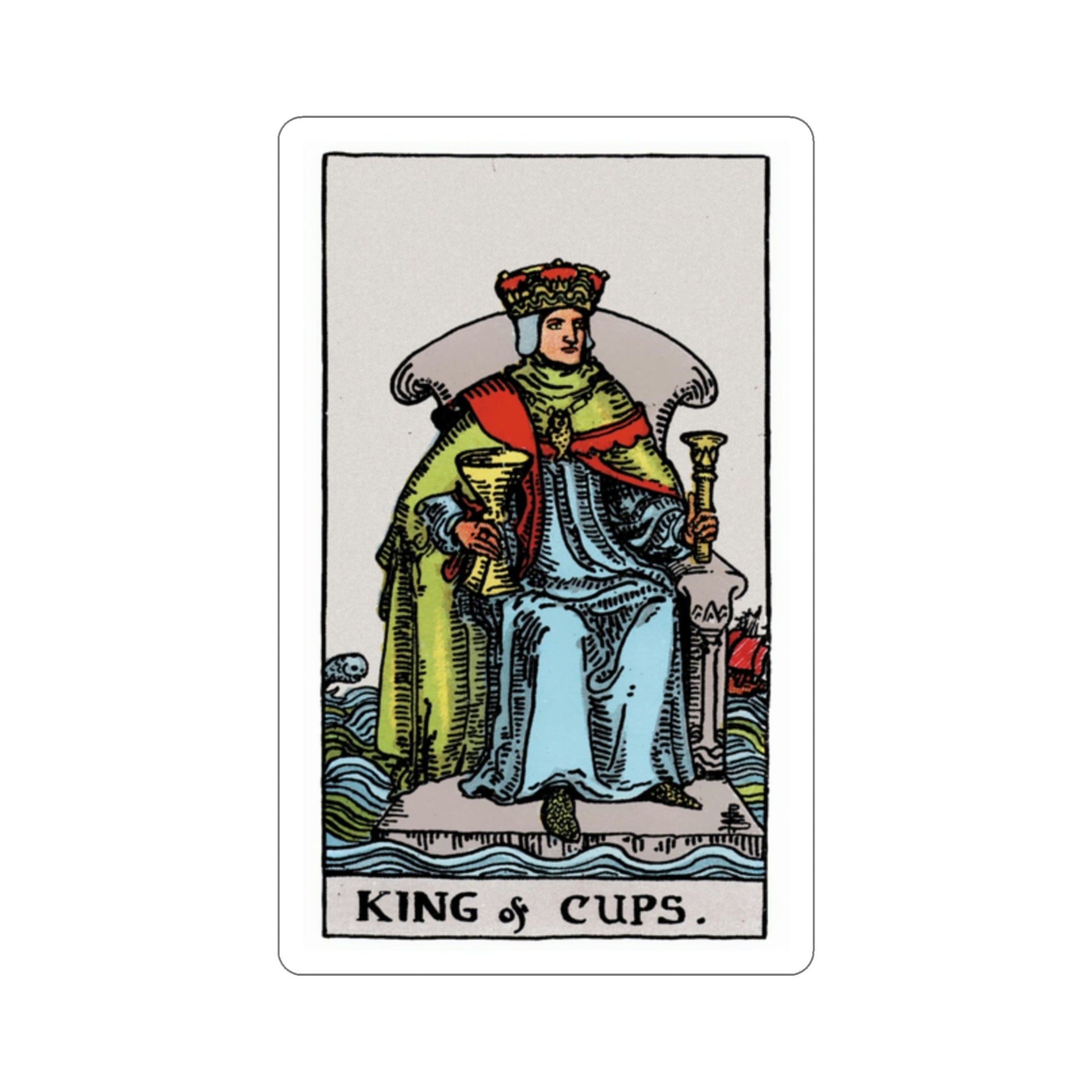 The King of Cups (Rider Waite Tarot Deck) STICKER Vinyl Die-Cut Decal-2 Inch-The Sticker Space