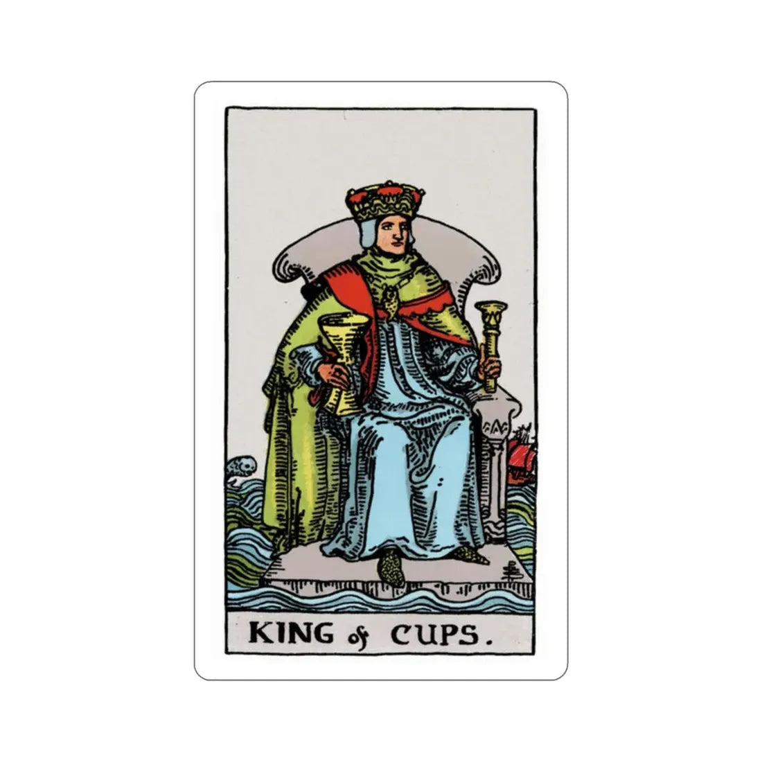 The King of Cups (Rider Waite Tarot Deck) STICKER Vinyl Die-Cut Decal 2 Inch - The Sticker Space