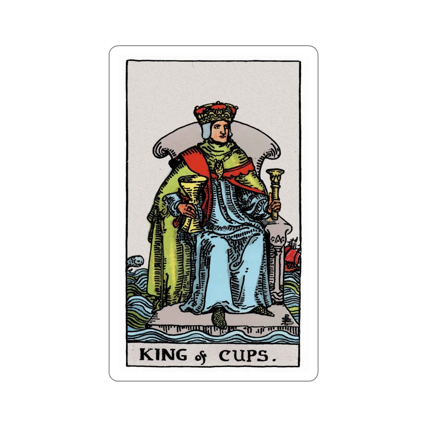 The King of Cups (Rider Waite Tarot Deck) STICKER Vinyl Die-Cut Decal-5 Inch-The Sticker Space