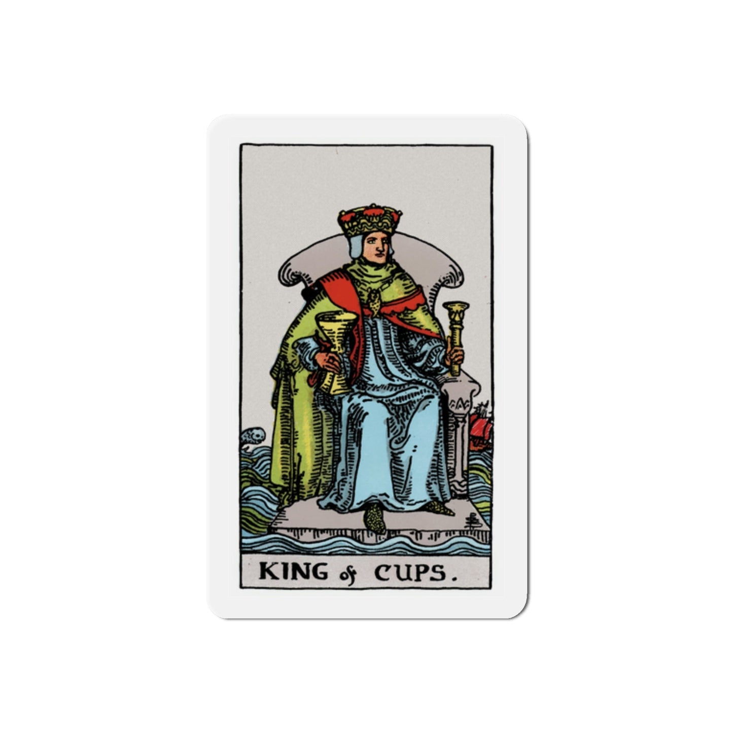 The King of Cups (Tarot Card) Die-Cut Magnet-2 Inch-The Sticker Space